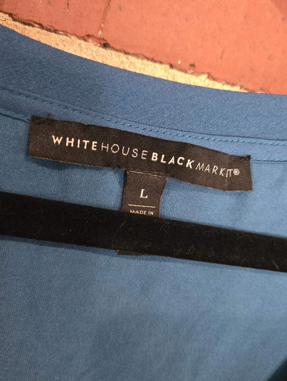 White House Black Market Blue V Neck Long Sleeve Top Rayon Large